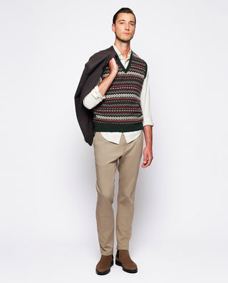 Chaleco jacquard de lambswool (cuello V) by MIRTO