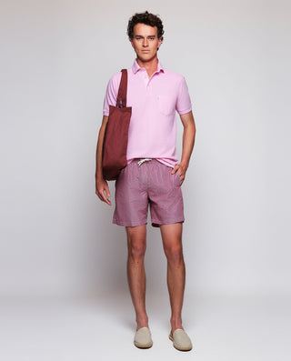 Polo rosa detalles en tejido Oxford al tono