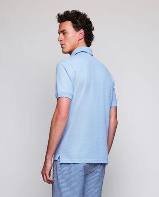 Polo azul detalles en tejido Oxford al tono