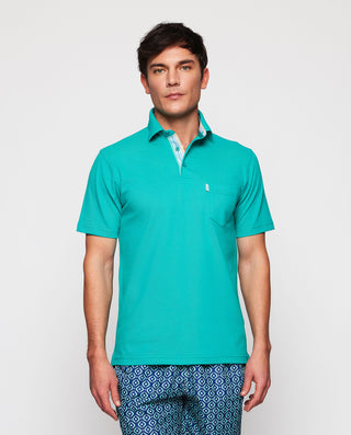 Polo turquesa detalles en tejido camisero by MIRTO
