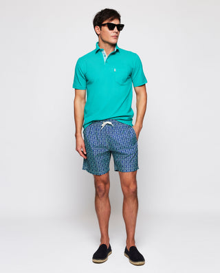 Polo turquesa detalles en tejido camisero by MIRTO