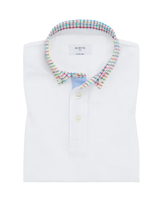 Polo blanco detalles en tejido camisero by MIRTO