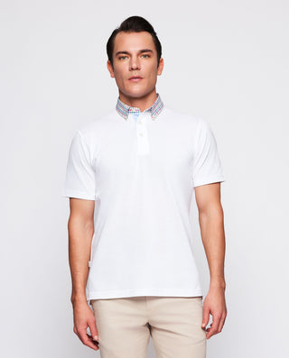 Polo blanco detalles en tejido camisero by MIRTO