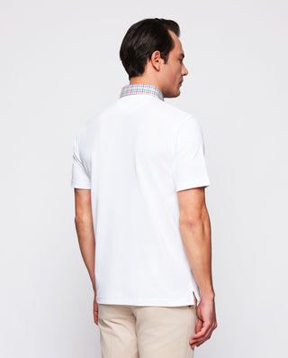 Polo blanco detalles en tejido camisero by MIRTO