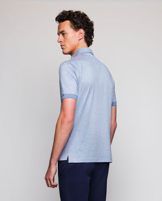 Polo microraya horizontal azul y blanco
