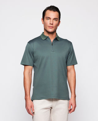 Polo verde cierre con cremallera by MIRTO