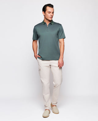 Polo verde cierre con cremallera by MIRTO