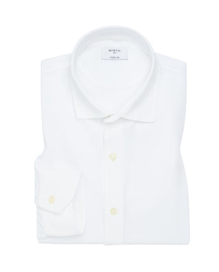 Camisa blanca de punto de algodón lavado by MIRTO
