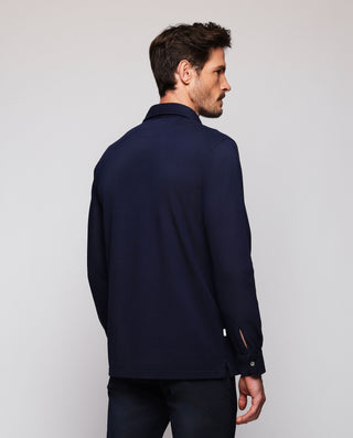 Navy blue washed cotton knit shirt