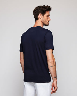 Navy blue crew neck organic cotton T-shirt