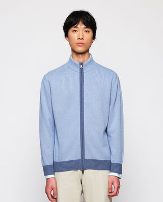 Chaqueta azul celeste de punto con cremallera by M