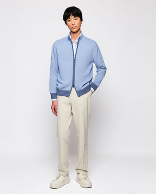 Chaqueta azul celeste de punto con cremallera by M