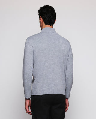 Gray & camel Perkins collar knit jumper with