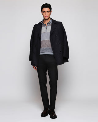 Gray & camel Perkins collar knit jumper with