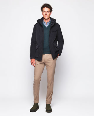 Jersey cuello V verde de lana merino lavada by MIR | 03695_0050_4