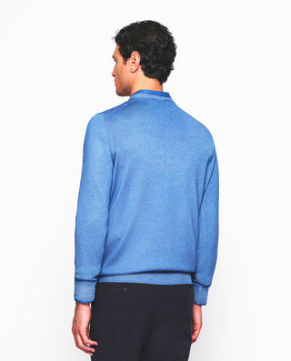 Jersey cuello V azul de lana merino lavada by MIRT | 03695_0052_3