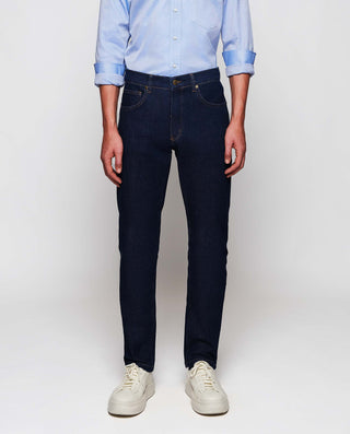 Pantalón denim 5 bolsillos regular azul oscuro