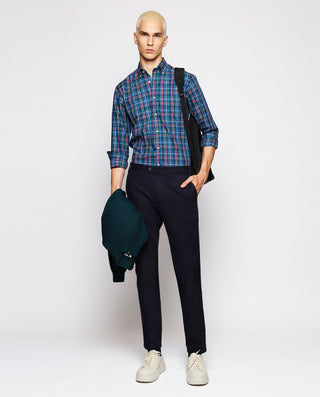 Pantalón chino azul marino de algodón by MIRTO