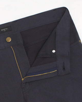 Navy blue cotton 5-pocket trousers