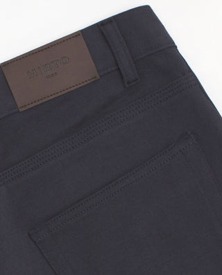 Navy blue cotton 5-pocket trousers
