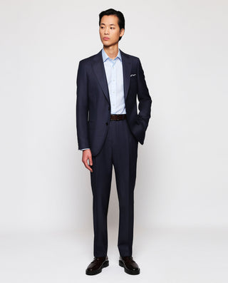 Traje azul royal lana microdibujo by MIRTO