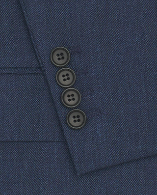 Traje azul mezcla lino y lana de espiga by MIRTO