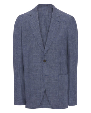 Chaqueta azul de lino pata de gallo by MIRTO