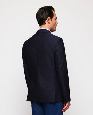 Chaqueta azul marino lana de espiga by MIRTO