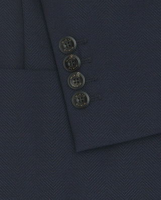 Chaqueta azul marino lana de espiga by MIRTO