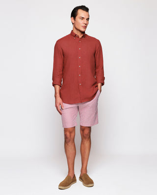 Bermuda roja algodón seersucker raya by MIRTO