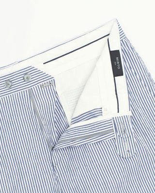 Bermuda azul algodón seersucker raya by MIRTO