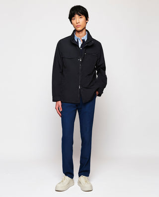 Parka corta azul oscuro capucha oculta by MIRTO