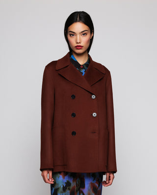 Brown cashmere wool double-face jacket