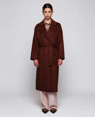 Brown crossover double-face wool & cashmere