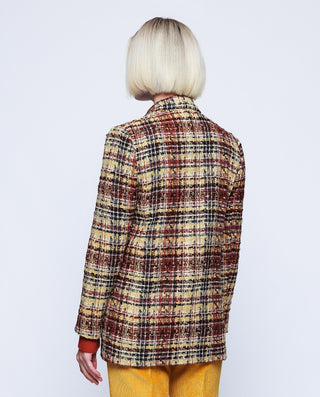 Chaqueta tweed mezcla lana y seda marrón by MIRTO