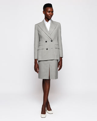 Falda midi cuadros Príncipe de Gales gris by MIRTO