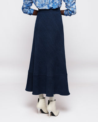 Falda midi de jacquard denim by MIRTO