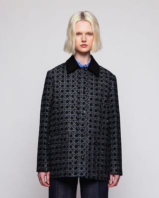 Chaquetón azul acolchado bordado geométrico by MIR | 04067_0050_1