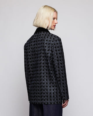 Chaquetón azul acolchado bordado geométrico by MIR | 04067_0050_2