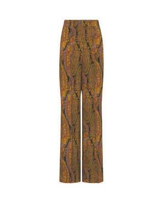 Pantalón recto estampado paisley verde by MIRTO