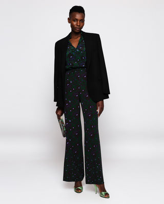 Blusa mezcla seda estampado ornamental verde by MI