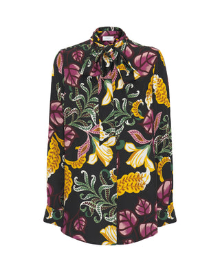 Blusa estampado floral fondo negro by MIRTO