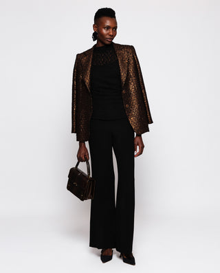 Top encaje elástico drapeado negro by MIRTO