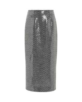 Falda midi blanca y negra con lentejuelas by MIRTO | 04168_0050_4