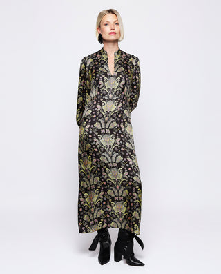 Vestido estampado ornamental negro by MIRTO