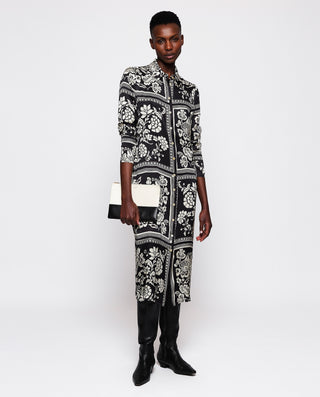 Vestido camisero estampado blanco y negro by MIRTO