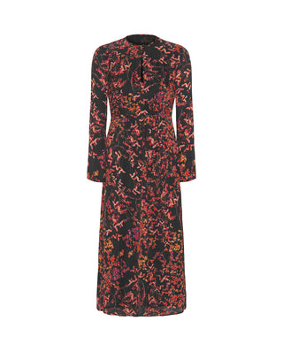 Vestido midi estampado floral rojo y negro by MIRT