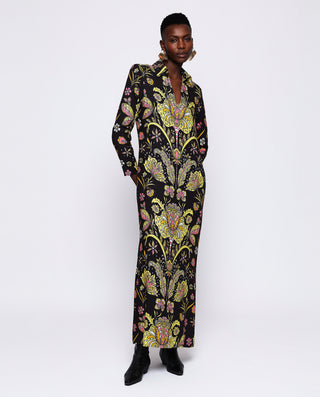 Vestido estampado ornamental fondo negro by MIRTO