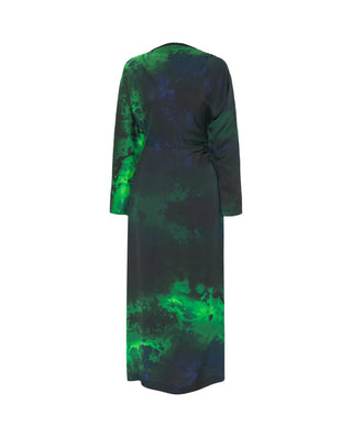 Vestido largo estampado verde y negro by MIRTO