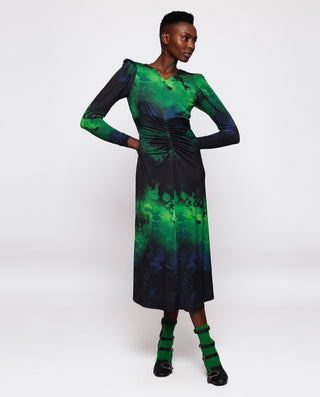 Vestido de punto estampado verde y negro by MIRTO